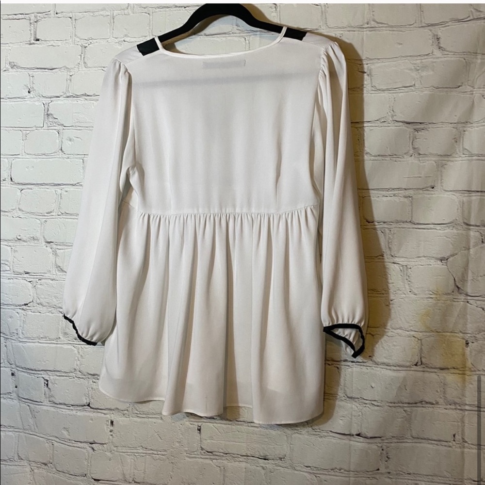Zara Black and White Peplum Long Sleeve blouse - Picture 5 of 5